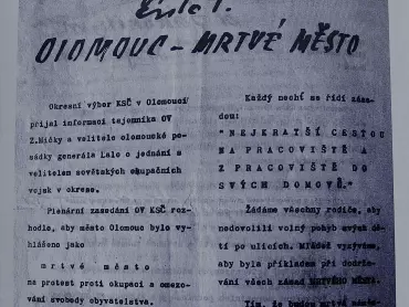 První číslo Hlasu lidu, „zvláštního listu všech pokrokových občanů“. Státní okresní archiv v Olomouci.